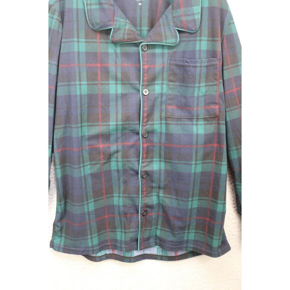 Cuddl Duds Navy/Green Plaid Pajama Set-Size Medium-Drawstring-Pockets-Classic - Picture 11 of 16